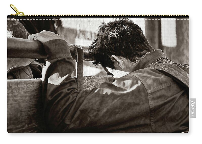 Cowboy Art Zip Pouch featuring the photograph Its The Joy and the Pain by Pamela Steege