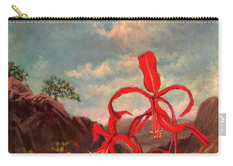Lily Zip Pouch featuring the painting Jacobean LIly Of Mexico by Rand Burns