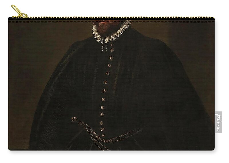 Portrait Of A Gentleman Zip Pouch featuring the painting Jacopo Robusti Tintoretto / 'Portrait of a Gentleman', 16th century, Italian School, Canvas. by Tintoretto -1518-1594-