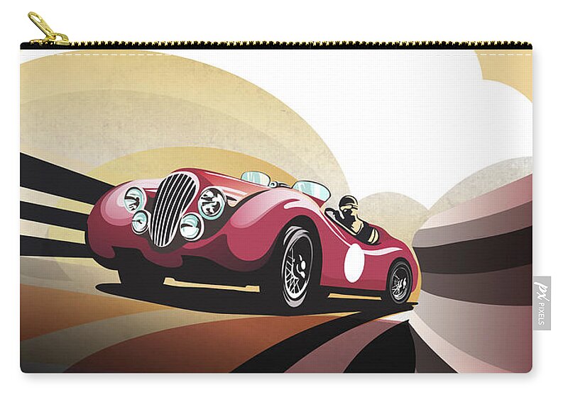 Classic Car Carry-all Pouch featuring the painting Jaguar XK 120 by Sassan Filsoof