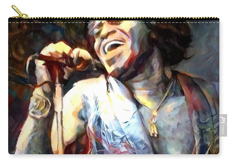 James Brown Zip Pouch featuring the painting James Brown by Carl Gouveia