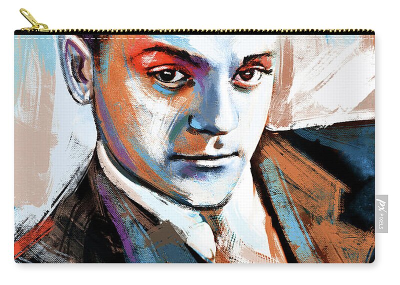 James Carry-all Pouch featuring the painting James Cagney painting by Stars on Art