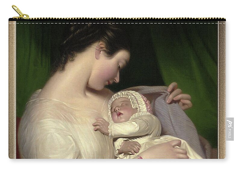 Elizabeth Sant Zip Pouch featuring the painting James Sant's Wife Elizabeth With Their Daughter Mary Edith by James Sant by Rolando Burbon