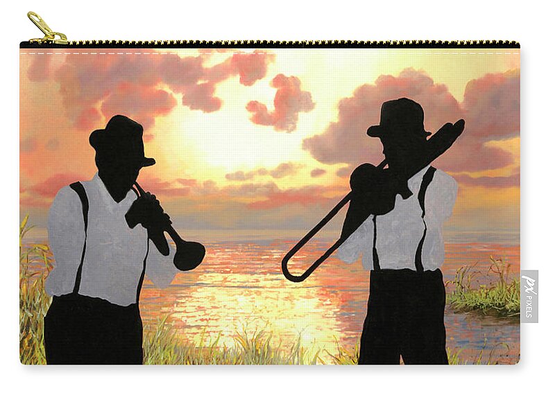 Jazz Zip Pouch featuring the painting Jazz Al Tramonto by Guido Borelli