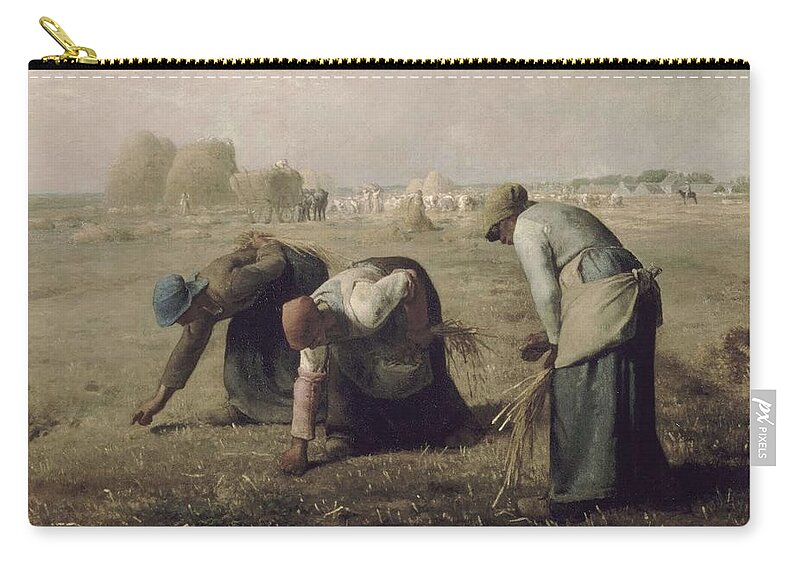 Man Zip Pouch featuring the painting Jean-Franccois Millet - Gleaners 1857 by Jean-Franccois Millet
