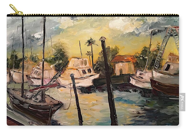 Harbor Zip Pouch featuring the painting Jeannes Harbor by Roxy Rich