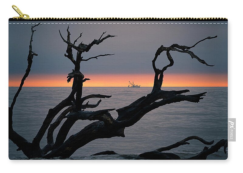 Driftwood Beach Zip Pouch featuring the photograph Jekyll Island Sunrise by James Covello