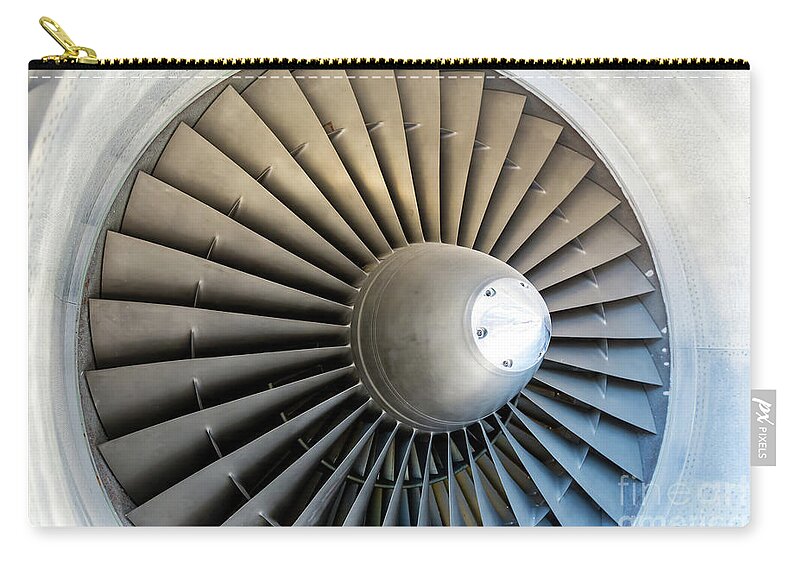 Wind Zip Pouch featuring the photograph Jet Engine Blades Closeup by Nomadsoul1