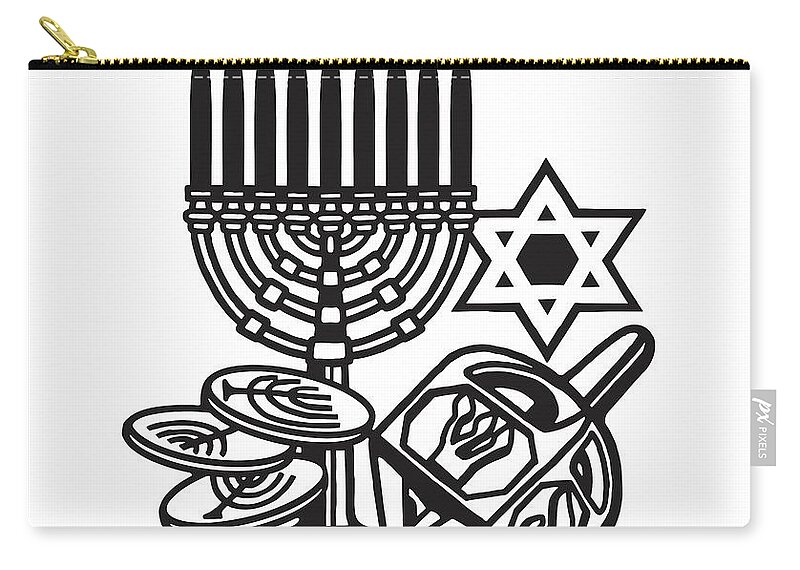 Archive Zip Pouch featuring the drawing Jewish Objects by CSA Images