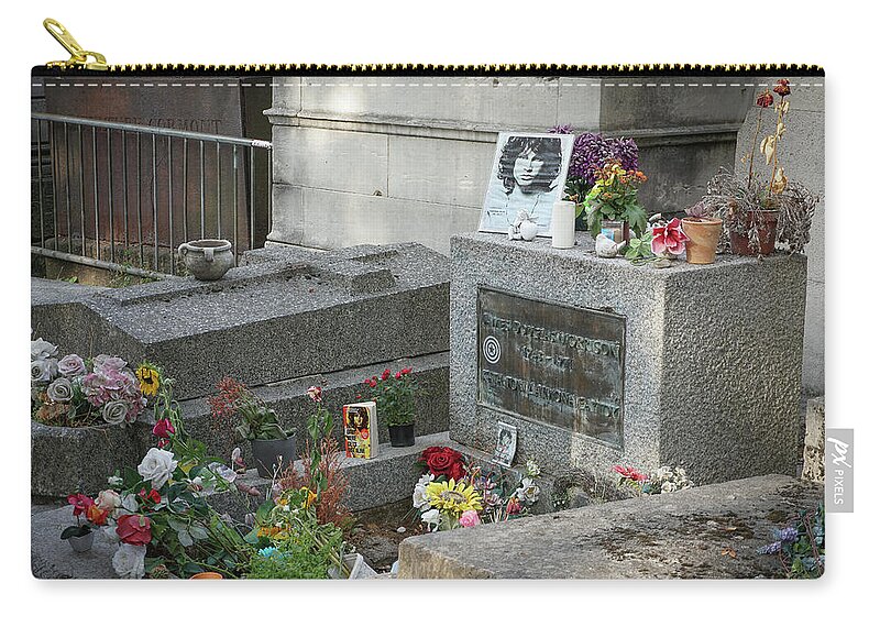 Jim Morrison Zip Pouch featuring the photograph Jim Morrison's Grave by Jim Mathis