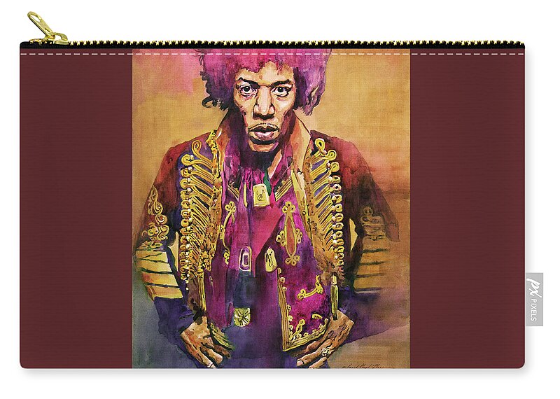 Rock Star Zip Pouch featuring the painting Jimi Hendrix In London by David Lloyd Glover