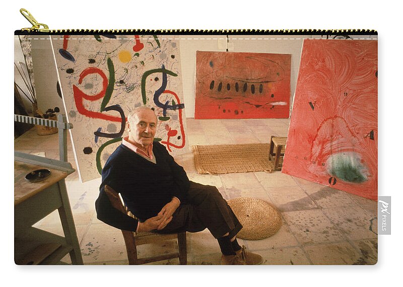 Art Zip Pouch featuring the photograph Joan Miro by Hans Namuth
