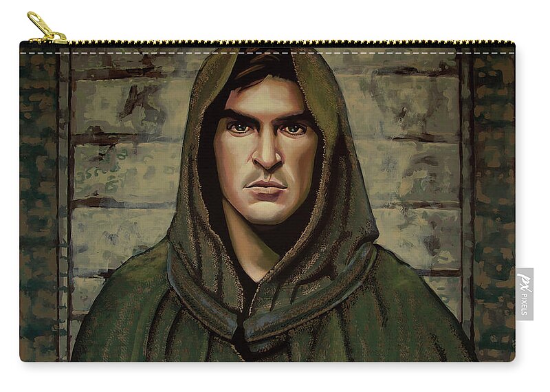 Joaquin Phoenix Carry-all Pouch featuring the painting Joaquin Phoenix painting by Paul Meijering