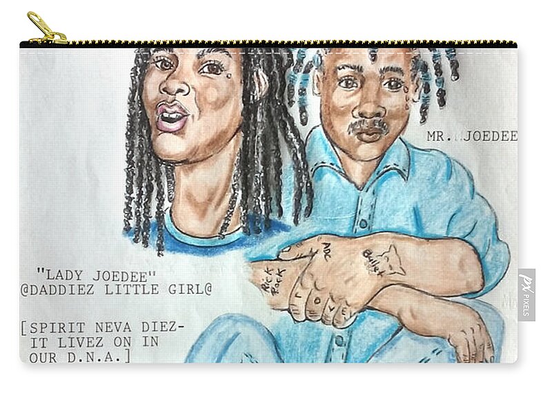 Black Art Carry-all Pouch featuring the drawing Joedee featuring Qween Kenyetta by Joedee