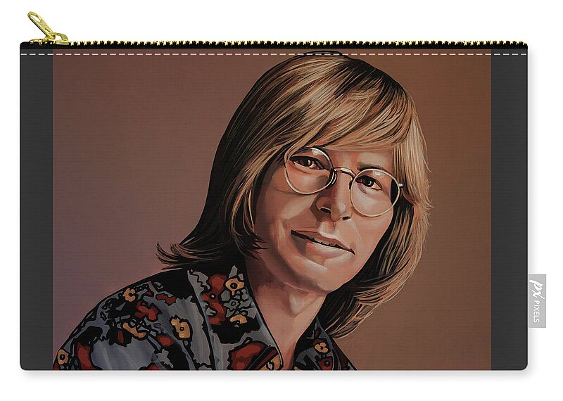 John Denver Zip Pouch featuring the painting John Denver Painting by Paul Meijering