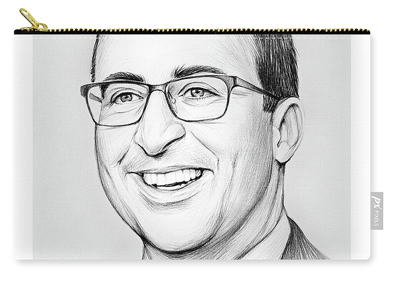 Drawing Zip Pouch featuring the drawing John Oliver by Greg Joens