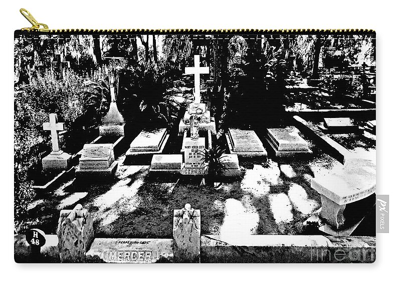 Celebrities Zip Pouch featuring the photograph Johnny Mercer's Grave in Bonaventure Cemetery by Aberjhani