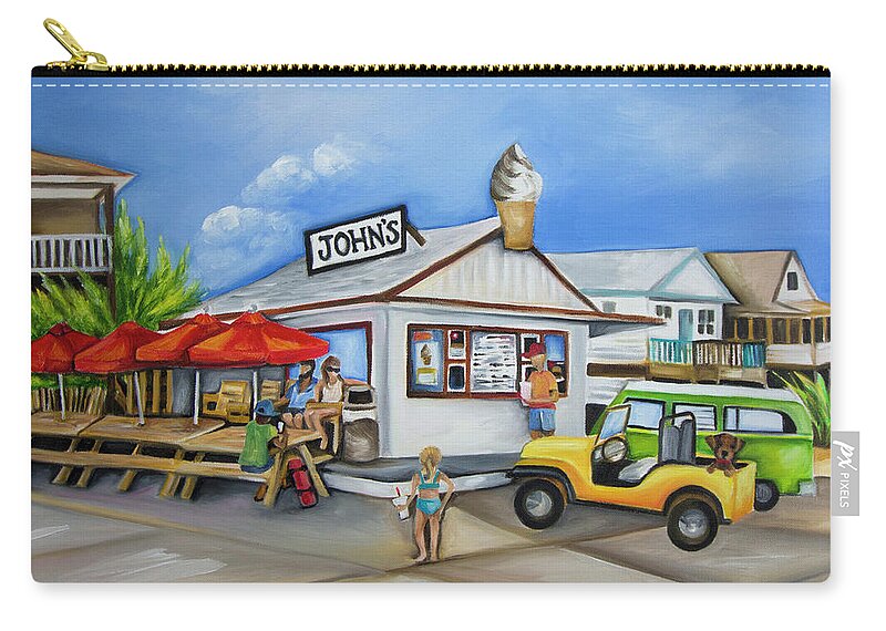 John's Drive In Carry-all Pouch featuring the painting John's Drive In by Barbara Noel