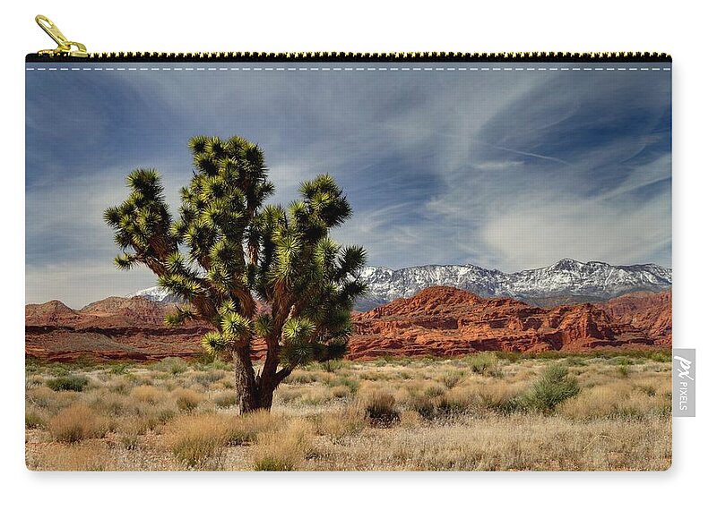 Tranquility Zip Pouch featuring the photograph Joshua Tree In Utah High Desert by © Jan Zwilling