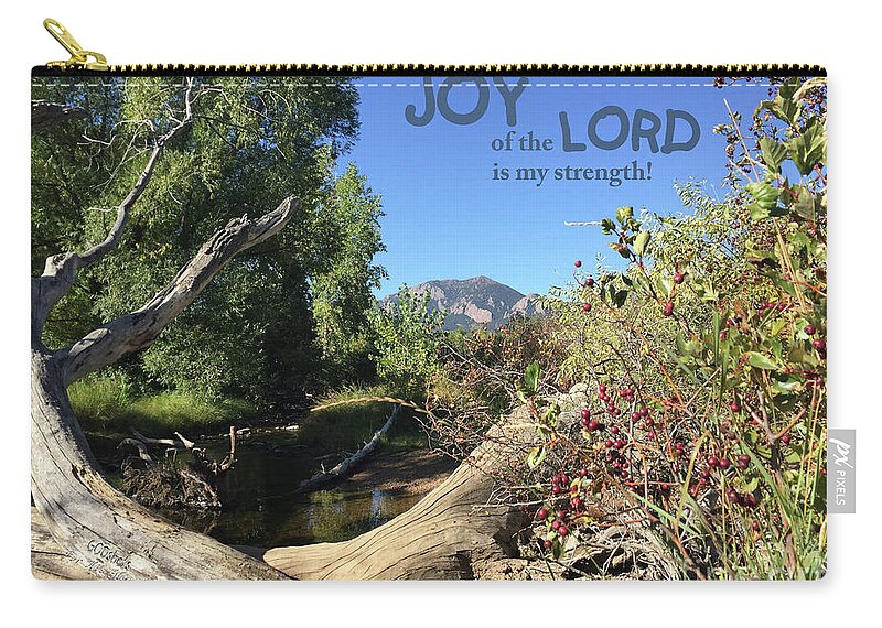  Zip Pouch featuring the mixed media Joy Lord by Lori Tondini