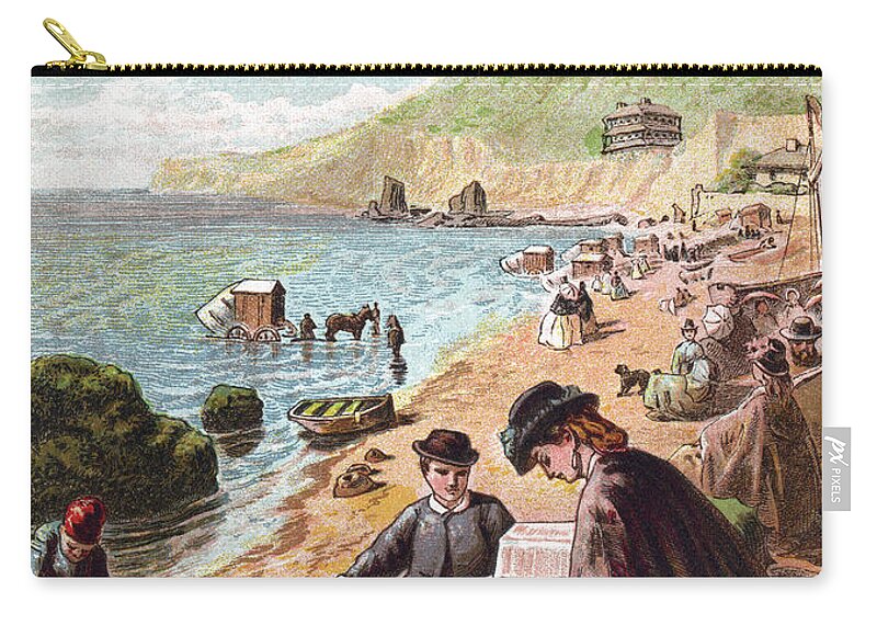 Horse Zip Pouch featuring the digital art July - Victorians At The Seaside by Whitemay