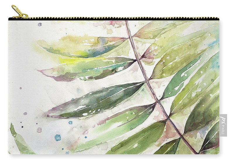 Jungle Zip Pouch featuring the painting Jungle Inspiration Watercolor II by Patricia Pinto