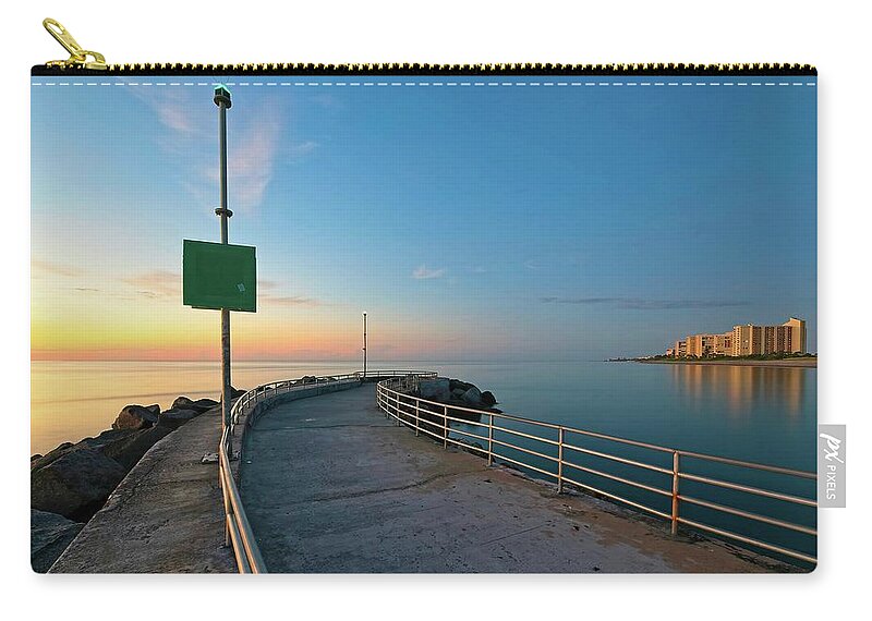 Nature Zip Pouch featuring the photograph Jupiter Inlet Jetty Looking South by Steve DaPonte