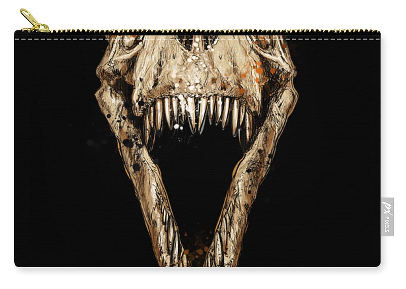 Sci-fi Zip Pouch featuring the digital art Jurassic Smile red by Andrea Gatti