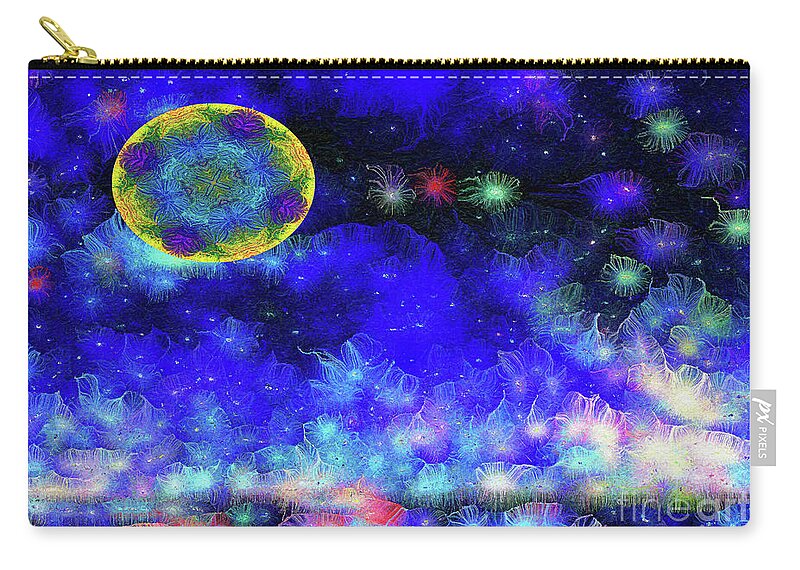 Moon Carry-all Pouch featuring the mixed media Kaleidoscope Moon for Children Gone Too Soon Number 1 - Ascension by Aberjhani