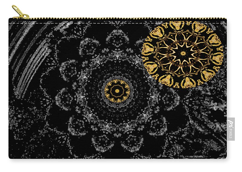 Moon Carry-all Pouch featuring the digital art Kaleidoscope Moon for Children Gone Too Soon Number 2 - Faces and Flowers by Aberjhani