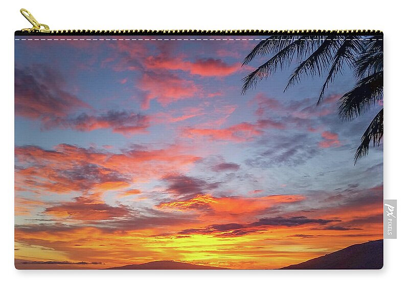 Hawaii Sunset Zip Pouch featuring the photograph Kamole Beach Sunset by Chris Spencer