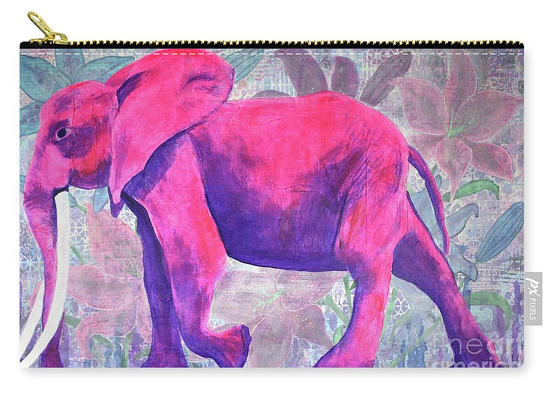 Elephant Zip Pouch featuring the painting Kasbah Queen by Lisa Crisman
