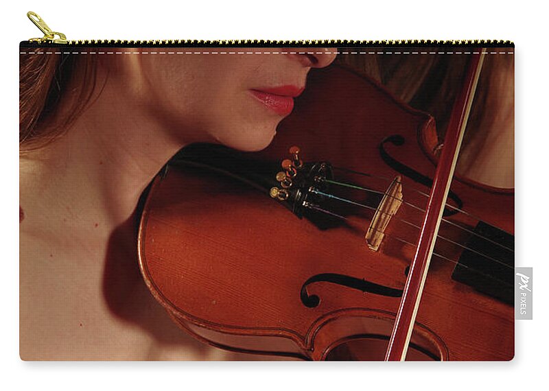Nude Music Violin Zip Pouch featuring the photograph Kazt0935 by Henry Butz