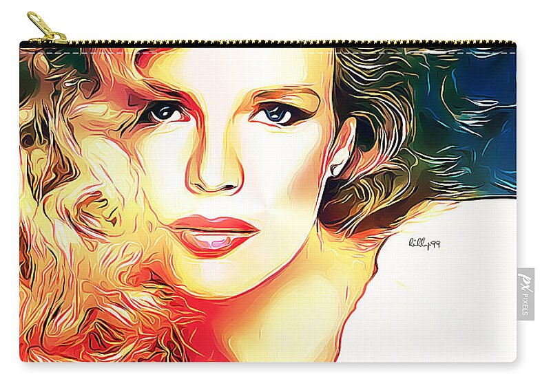 Paint Zip Pouch featuring the digital art Kim Basinger by Nenad Vasic