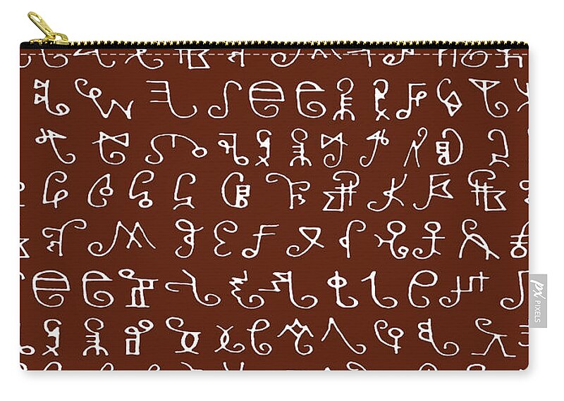 African Writing Carry-all Pouch featuring the drawing King Njoya's Symbols by Vagabond Folk Art - Virginia Vivier
