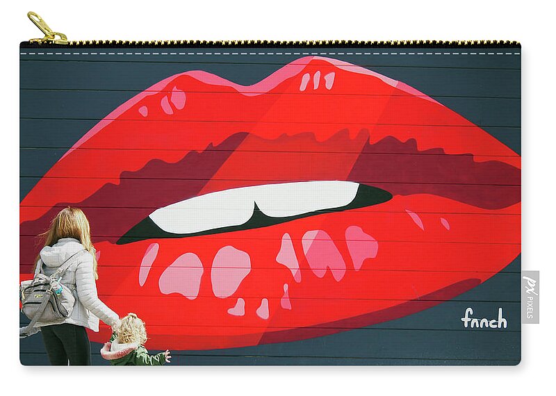 #street-photography #kiss #san Francisco #us #intercity #kissfromsanfrancisco #francisco Zip Pouch featuring the photograph Kiss from San Francisco by Dragan Kudjerski