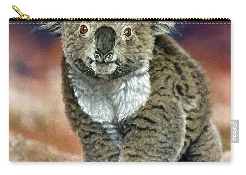 Koala Zip Pouch featuring the painting Koala Walk by Linda Becker
