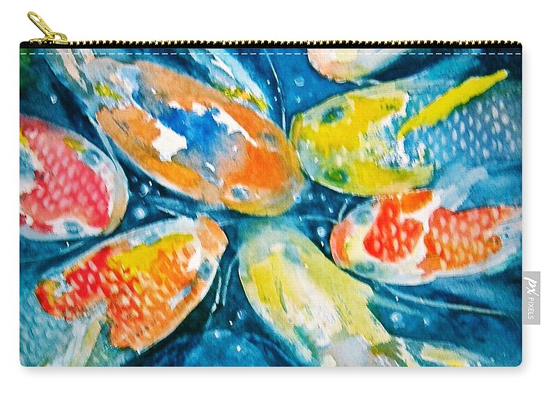 Koi Zip Pouch featuring the painting KOI by Midge Pippel