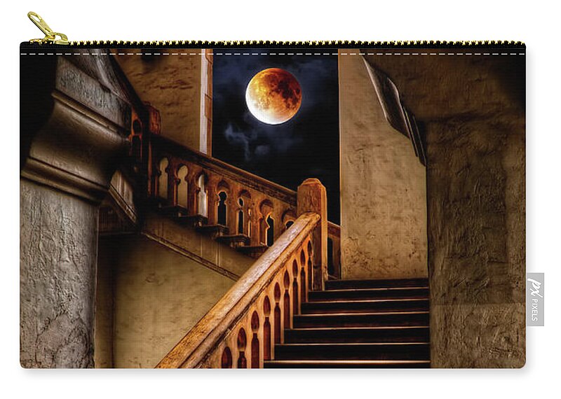 Kuala Lumpur Zip Pouch featuring the photograph KTM Stairway Moon by Adrian Evans