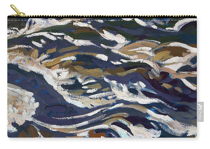 2163 Zip Pouch featuring the painting La Chute Dumoine Cataracts by Phil Chadwick