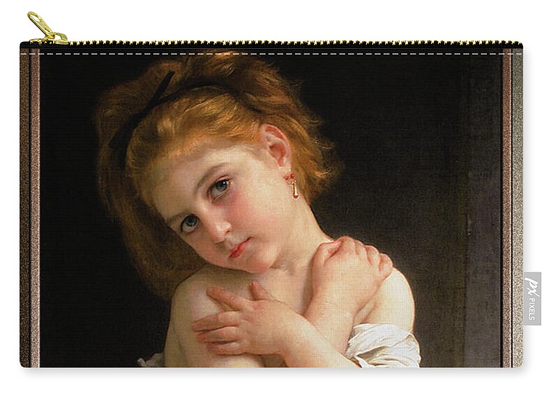 La Frileuse Carry-all Pouch featuring the painting La Frileuse by William-Adolphe Bouguereau Old Masters Reproductions by Rolando Burbon