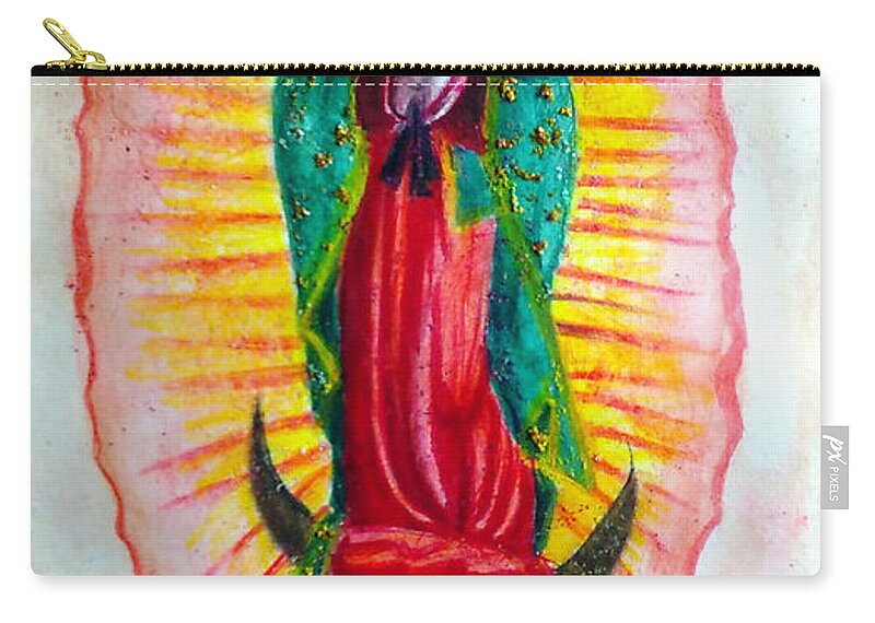 Prison Art Carry-all Pouch featuring the drawing LA Virgen The Virgin by Sapo