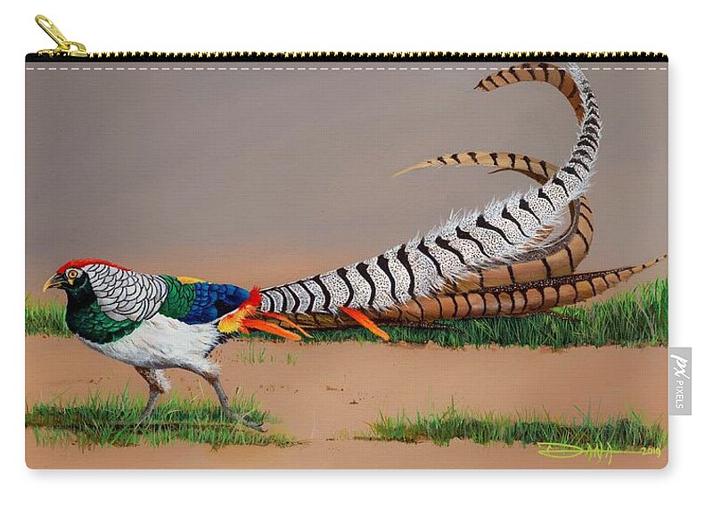Birds Carry-all Pouch featuring the painting Lady Amherst Pheasant by Dana Newman