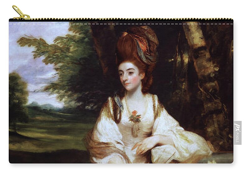 Lady Bampfylde Carry-all Pouch featuring the painting Lady Bampfylde by Joshua Reynolds by Rolando Burbon