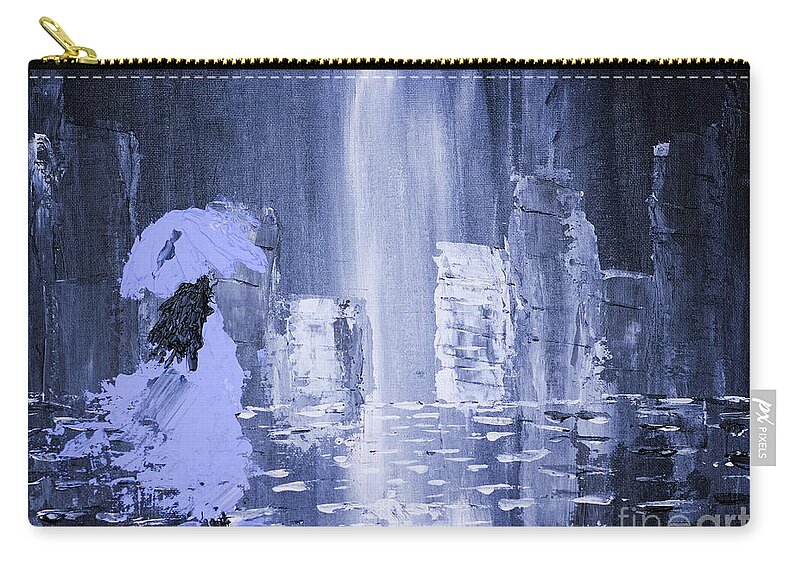 Lady Zip Pouch featuring the painting Lady In Rain by Bill Frische