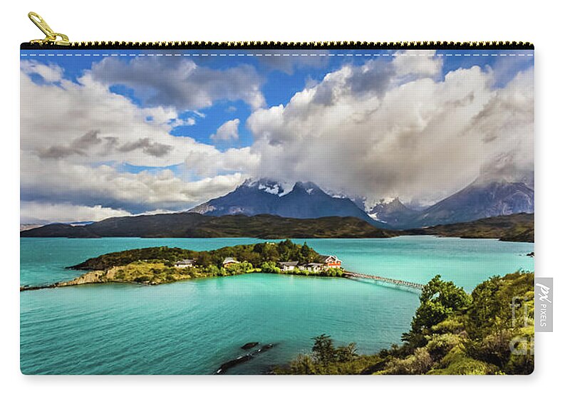 Lake Zip Pouch featuring the photograph Lago Pehoe, Chile by Lyl Dil Creations