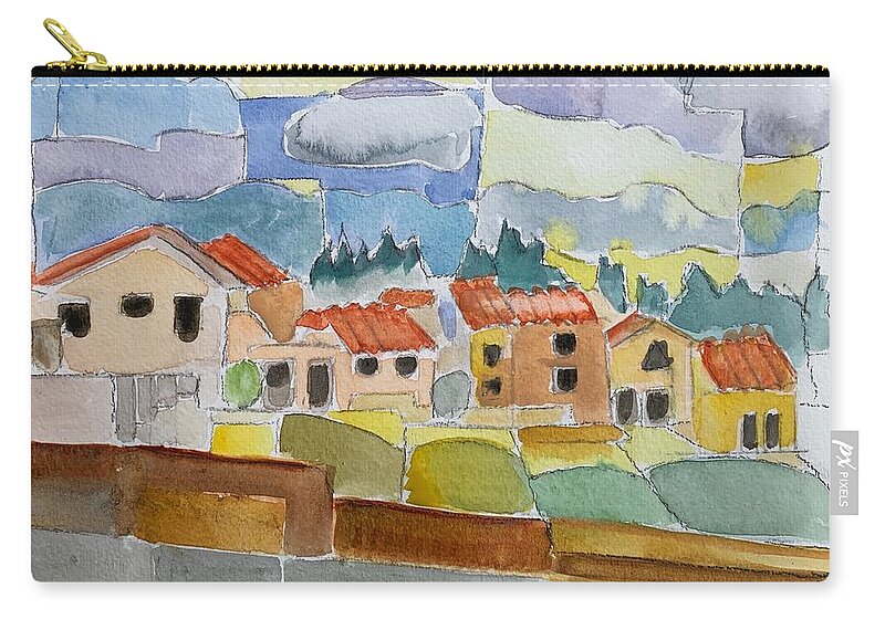Houses Zip Pouch featuring the painting Laguna del Sol Sky Design by Suzanne Giuriati Cerny