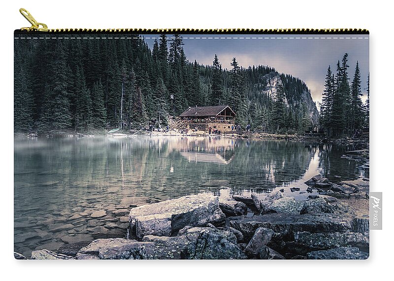 Banff Zip Pouch featuring the photograph Lake Agnes Tea House by Thomas Nay