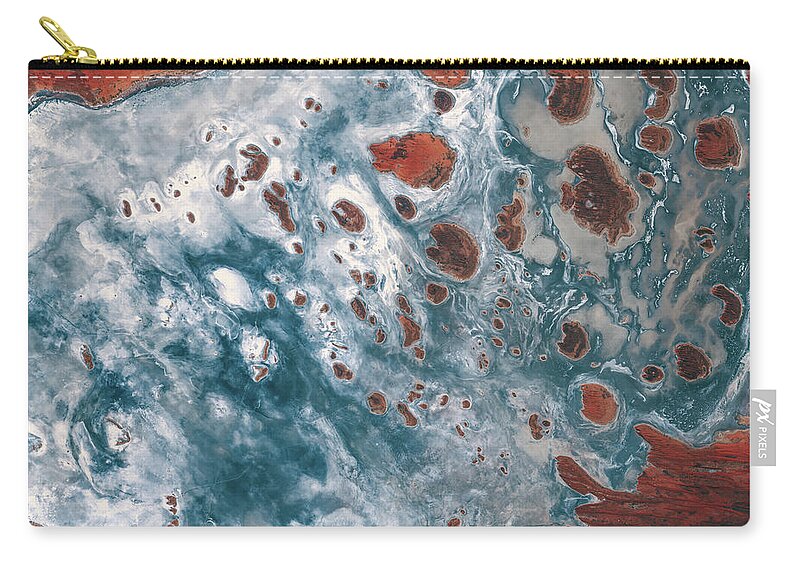 Satellite Image Zip Pouch featuring the digital art Lake Mackay from space #1 by Christian Pauschert