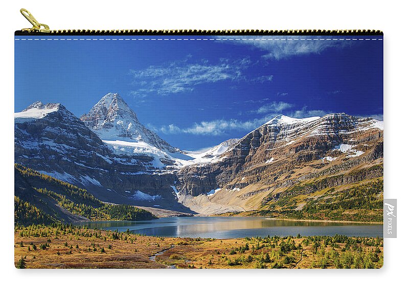 Scenics Zip Pouch featuring the photograph Lake Magog With Mountain by Piriya Photography